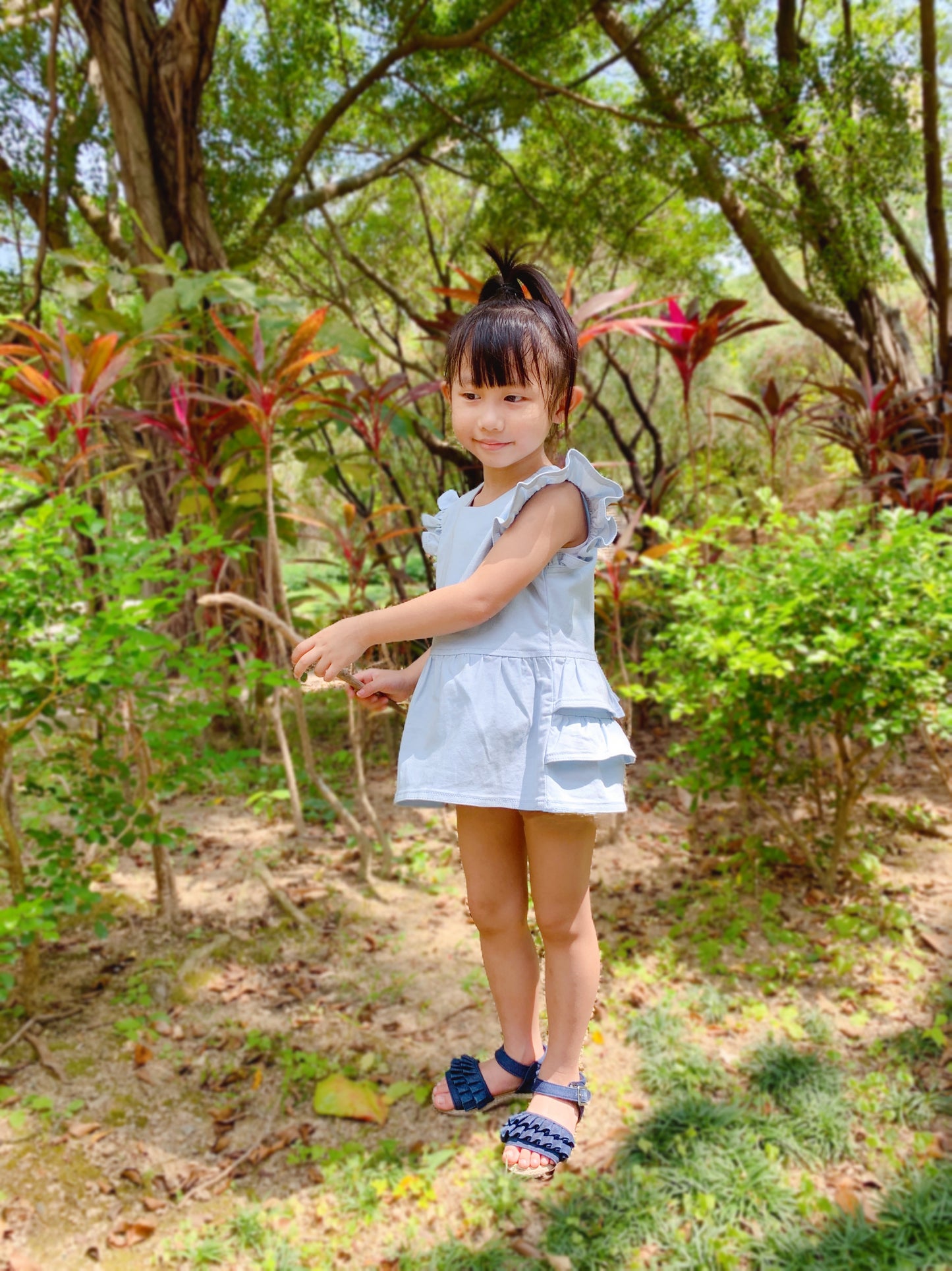 Ruffle Top Dress Light Blue