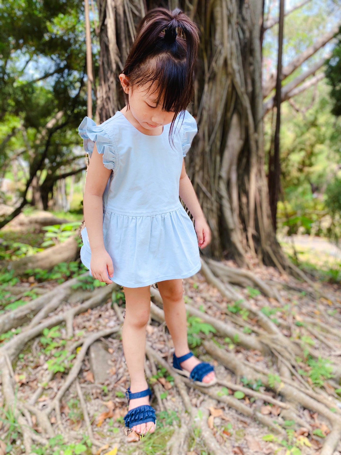 Ruffle Top Dress Light Blue