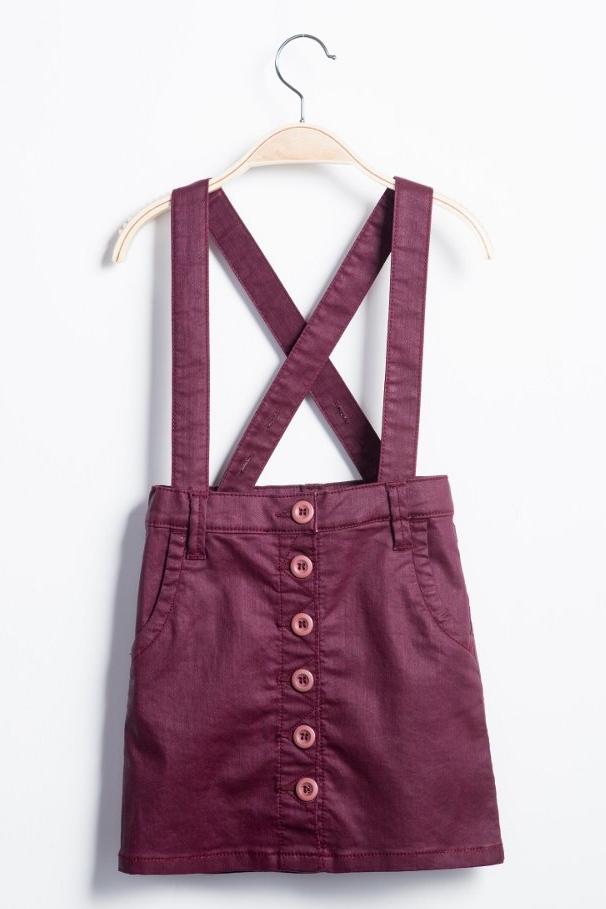 Purple Coated Denim Overall Skirt