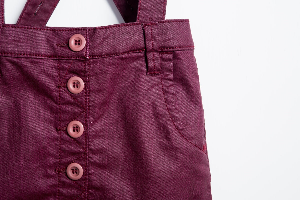 Purple Coated Denim Overall Skirt