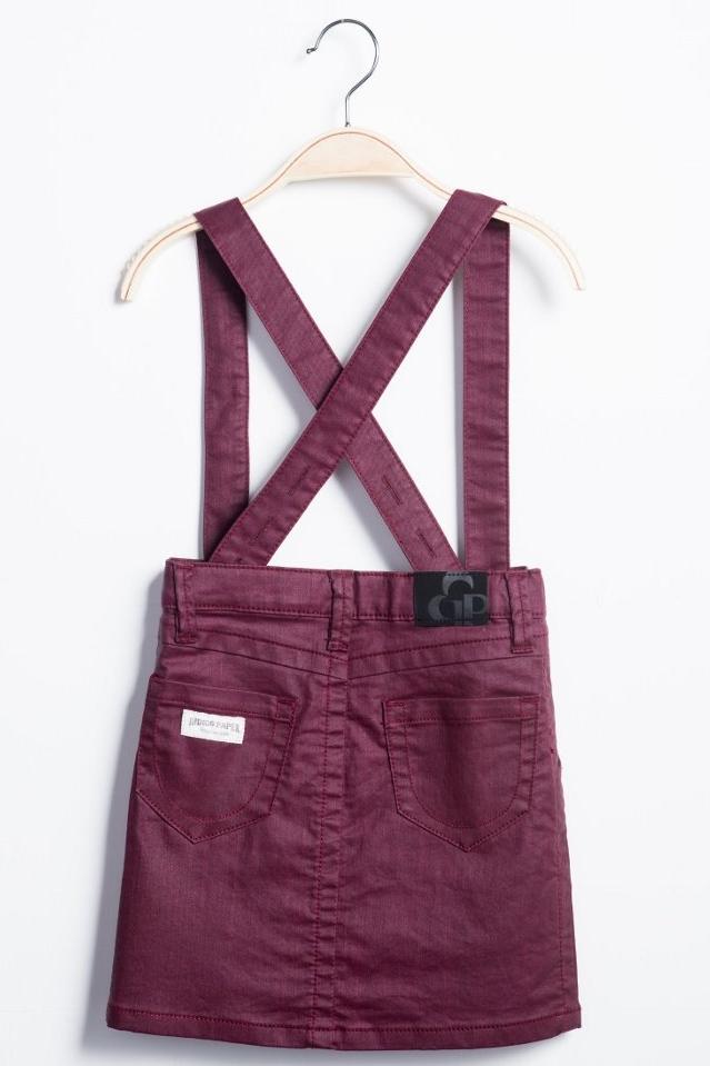 Purple Coated Denim Overall Skirt