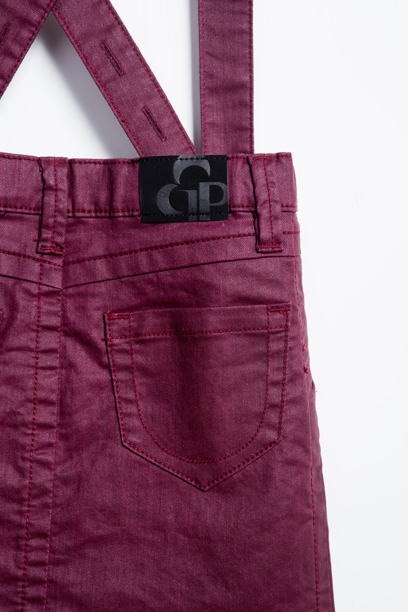 Purple Coated Denim Overall Skirt