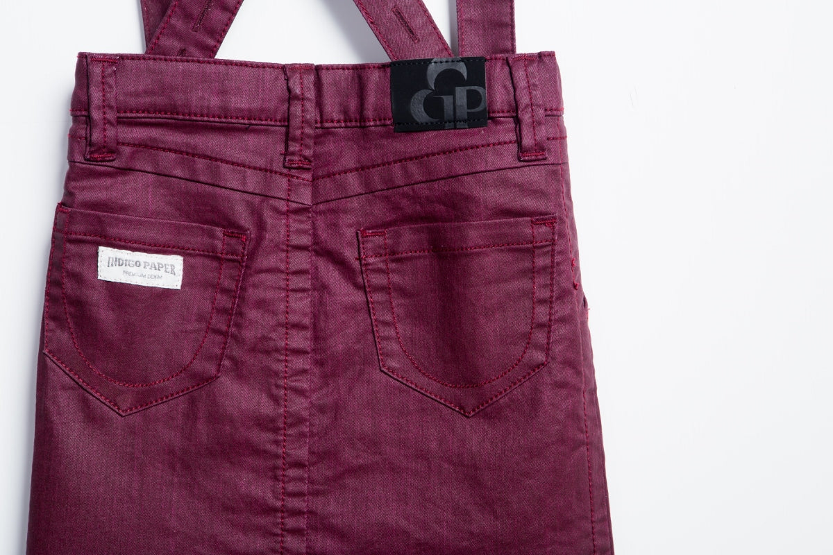 Purple Coated Denim Overall Skirt